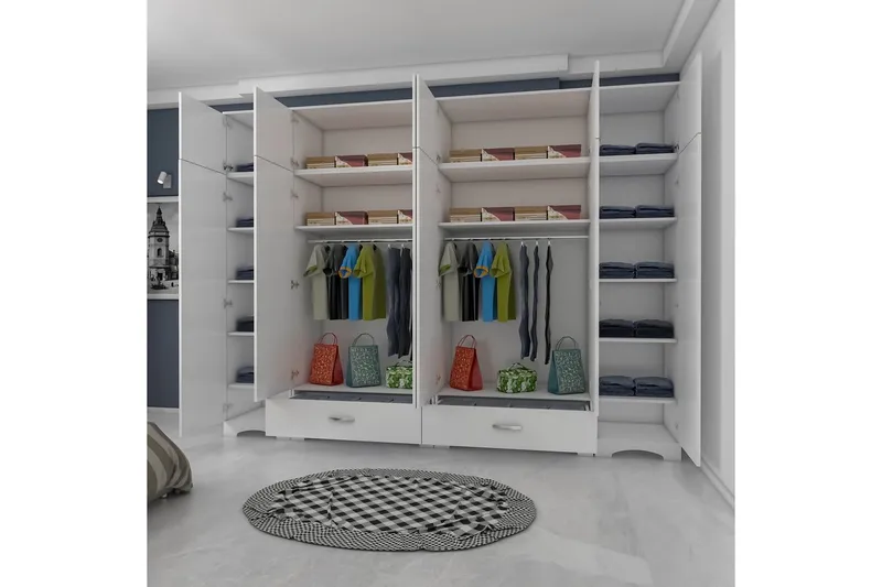 Miralis Garderobsskåp 245x226 cm - Vit - Förvaring - Klädförvaring - Garderob & garderobssystem - Klädsk åp & fristående garderob