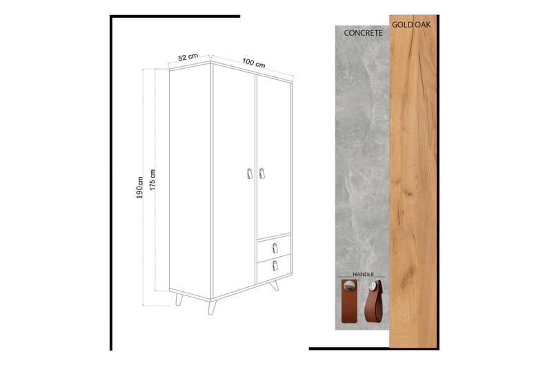 Mod Design Garderob - Trä/Grå - Garderob & garderobssystem - Klädskåp & fristående garderob