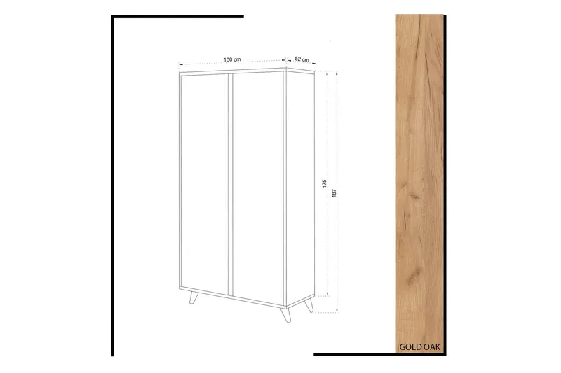 Mod Garderob 100 cm i Målat Trä - Vit|Brun - Förvaring - Klädförvaring - Garderob & garderobssystem