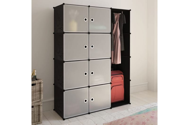Modulär garderob 9 fack 37x115x150 cm svart och vit - Svart - Förvaring - Klädförvaring - Garderob & garderobssystem