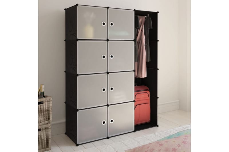 Modulär garderob 9 fack 37x115x150 cm svart och vit - Svart - Garderob & garderobssystem