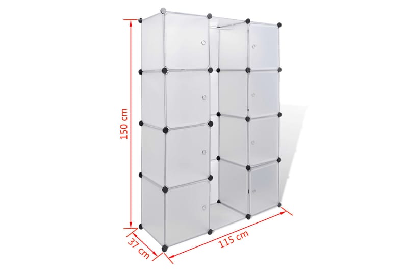 Modulär garderob 9 fack 37x115x150 cm vit - Vit - Förvaring - Klädförvaring - Garderob & garderobssystem