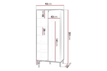 Monfort Garderob 92x201 cm - Beige - Förvaring - Klädförvaring - Garderob & garderobssystem