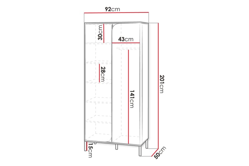 Monfort Garderob 92x201 cm - Beige - Förvaring - Klädförvaring - Garderob & garderobssystem