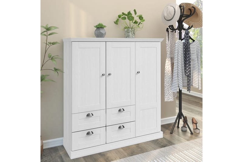 Motala Garderob 122x130 cm - Vit - Förvaring - Klädförvaring - Garderob & garderobssystem
