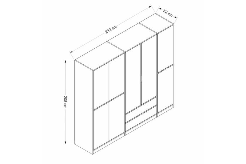 Munna Garderob 232x208 cm - Vit - Förvaring - Klädförvaring - Garderob & garderobssystem