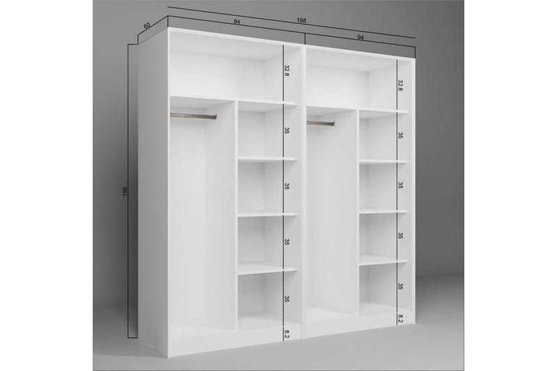 Nagouri Garderob med Lådor 188x190 cm i Trä - Vit - Förvaring - Klädförvaring - Garderob & garderobssystem