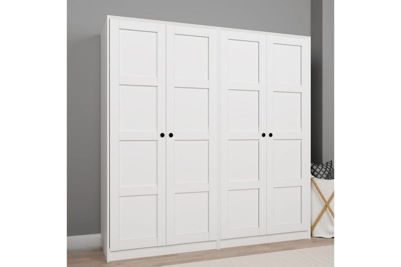 Nagouri Garderob med Lådor 188x190 cm i Trä - Vit - Förvaring - Klädförvaring - Garderob & garderobssystem
