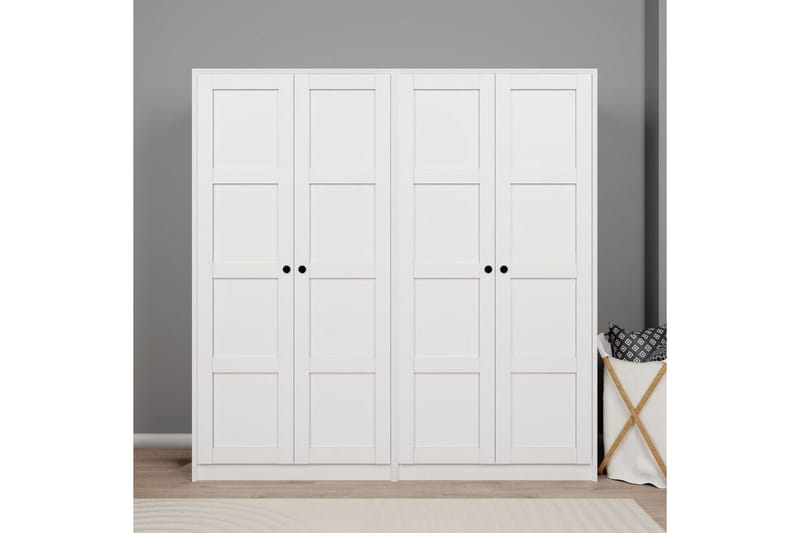 Nagouri Garderob med Lådor 188x190 cm i Trä - Vit - Förvaring - Klädförvaring - Garderob & garderobssystem