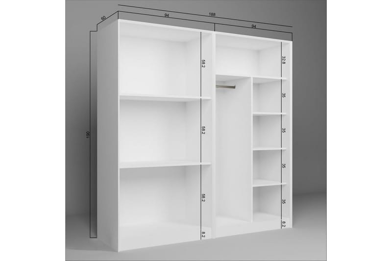 Nagouri Garderob med Lådor 188x190 cm i Trä - Vit - Förvaring - Klädförvaring - Garderob & garderobssystem