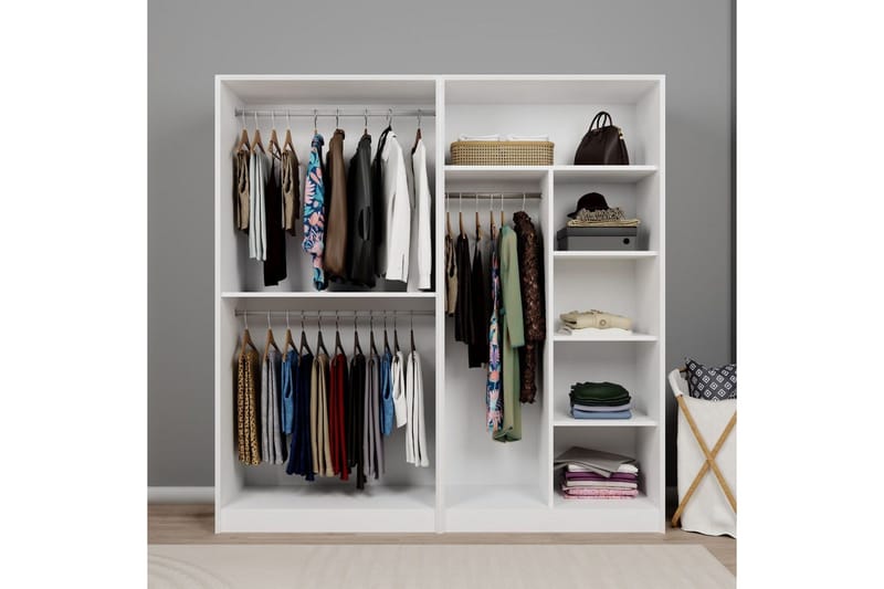 Nagouri Garderobsskåp 188x190 cm - Vit - Förvaring - Klädförvaring - Garderob & garderobssystem - Klädskåp & fristående garderob
