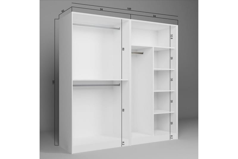 Nagouri Garderobsskåp 188x190 cm - Vit - Förvaring - Klädförvaring - Garderob & garderobssystem - Klädskåp & fristående garderob