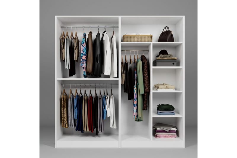 Nagouri Garderobsskåp 188x190 cm - Vit - Förvaring - Klädförvaring - Garderob & garderobssystem - Klädskåp & fristående garderob