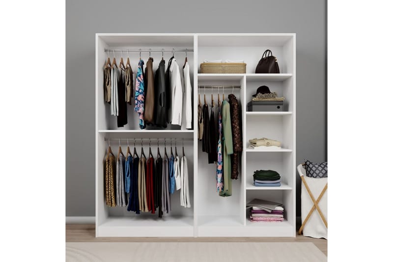 Nagouri Garderobsskåp 188x190 cm - Vit - Förvaring - Klädförvaring - Garderob & garderobssystem - Klädskåp & fristående garderob