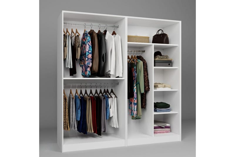 Nagouri Garderobsskåp 188x190 cm - Vit - Förvaring - Klädförvaring - Garderob & garderobssystem - Klädskåp & fristående garderob