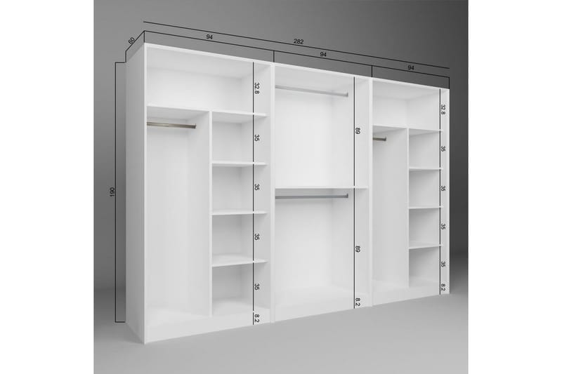 Nagouri Garderobsskåp 280x190 cm - Vit - Förvaring - Klädförvaring - Garderob & garderobssystem - Klädskåp & fristående garderob