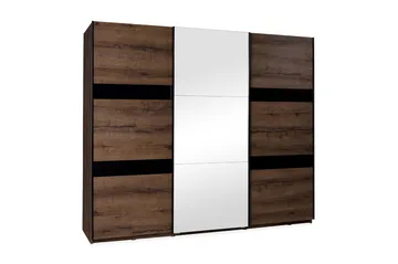 Najera Garderob 250 cm - Ek/Svart Högglans - Förvaring - Klädförvaring - Garderob & garderobssystem