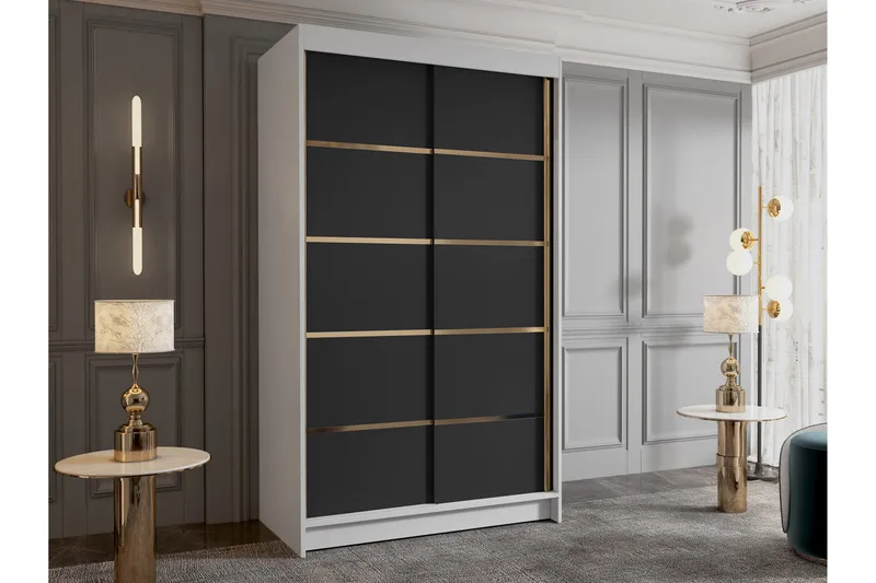 Narbonne Garderob 100x200 cm - Svart/Vit - Förvaring - Klädförvaring - Garderob & garderobssystem