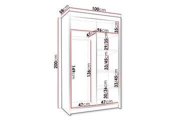 Narbonne Garderob 100x200 cm - Vit - Förvaring - Klädförvaring - Garderob & garderobssystem