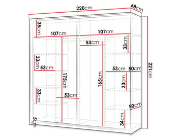 Navron Garderob med Spegel 220x221 cm - Beige - Förvaring - Klädförvaring - Garderob & garderobssystem
