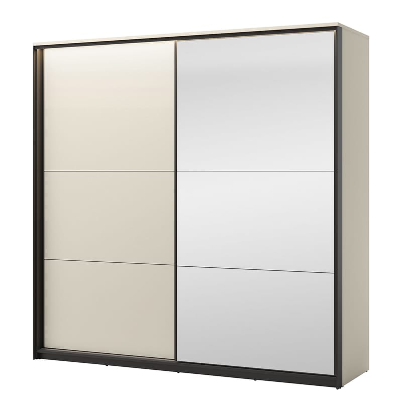 Navron Garderob med Spegel 220x221 cm, Beige
