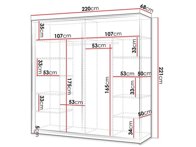 Navron Garderob med Spegel 220x221 cm - Beige - Förvaring - Klädförvaring - Garderob & garderobssystem