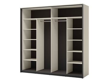 Navron Garderob med Spegel 220x221 cm - Beige - Förvaring - Klädförvaring - Garderob & garderobssystem