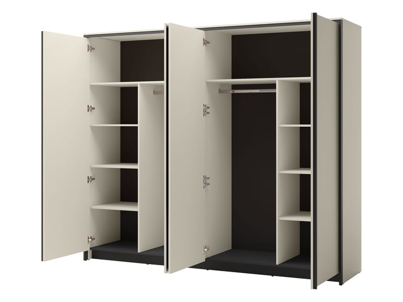 Navron Garderob med Spegel 251x215 cm - Beige - Förvaring - Klädförvaring - Garderob & garderobssystem