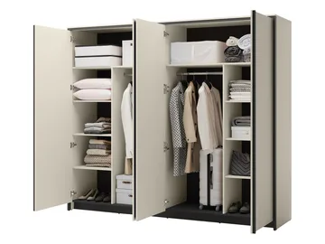 Navron Garderob med Spegel 251x215 cm - Beige - Förvaring - Klädförvaring - Garderob & garderobssystem