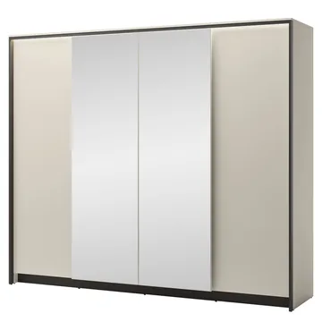 Navron Garderob med Spegel 251x215 cm - Beige - Förvaring - Klädförvaring - Garderob & garderobssystem