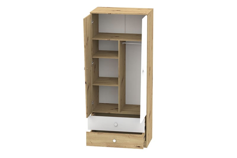 Nero Garderob 80 cm - Natur/Vit/Grå - Förvaring - Klädförvaring - Garderob & garderobssystem