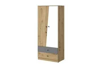 Nero Garderob 80 cm - Natur/Vit/Grå - Förvaring - Klädförvaring - Garderob & garderobssystem