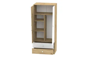 Nero Garderob 80 cm - Natur/Vit/Grå - Förvaring - Klädförvaring - Garderob & garderobssystem
