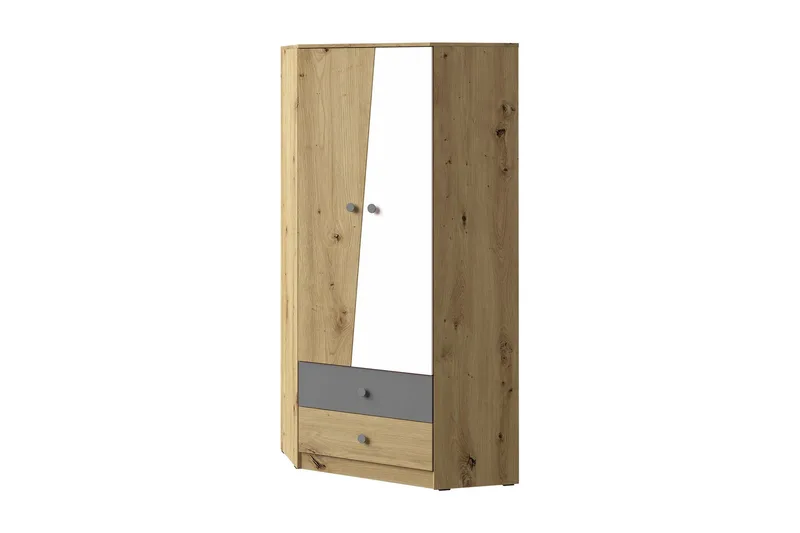 Nero Garderob 87 cm, Natur/Vit/Grå
