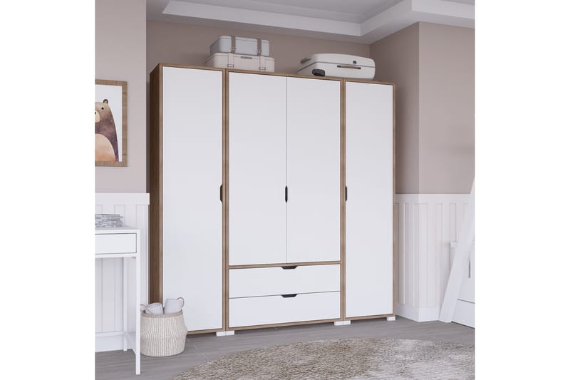 Nordhs Garderob 140x182 cm - Ljusbrun/Vit - Förvaring - Klädförvaring - Garderob & garderobssystem