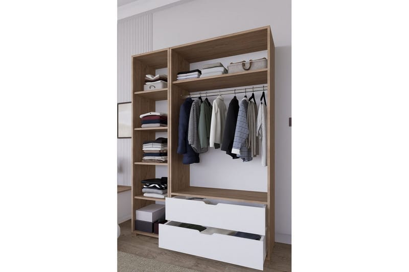 Nordhs Garderobsskåp 130x183 cm - Valnöt - Förvaring - Klädförvaring - Garderob & garderobssystem - Klädskåp & fristående garderob