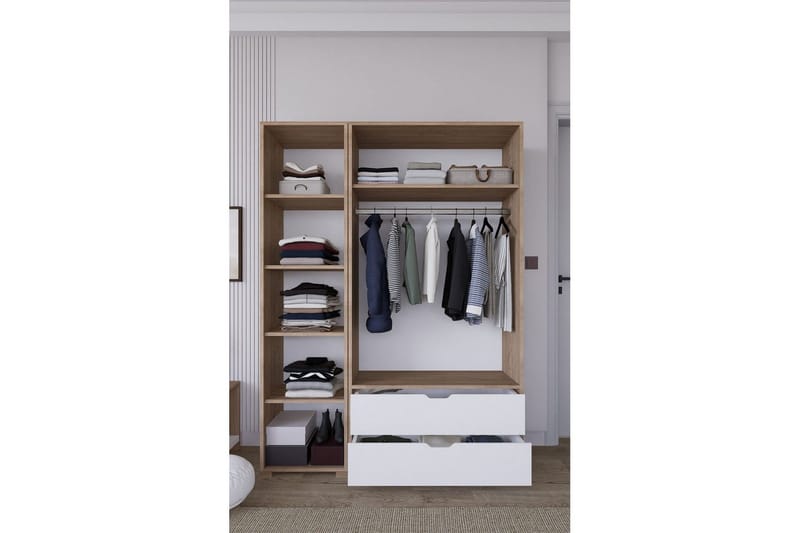 Nordhs Garderobsskåp 130x183 cm - Valnöt - Förvaring - Klädförvaring - Garderob & garderobssystem - Klädskåp & fristående garderob