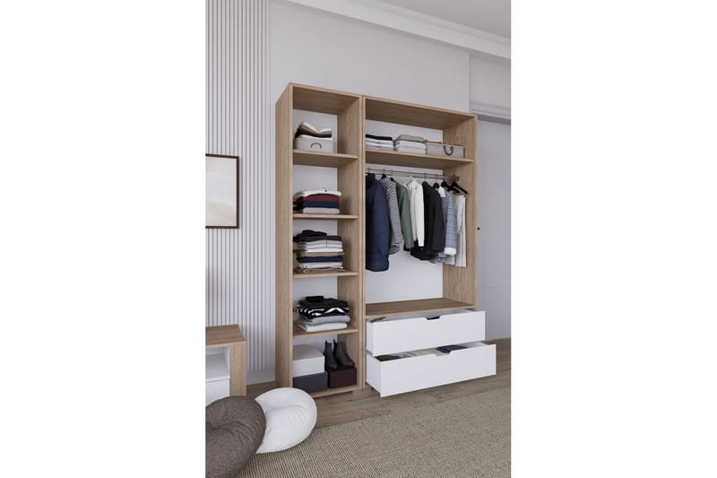 Nordhs Garderobsskåp 130x183 cm - Valnöt - Förvaring - Klädförvaring - Garderob & garderobssystem - Klädskåp & fristående garderob