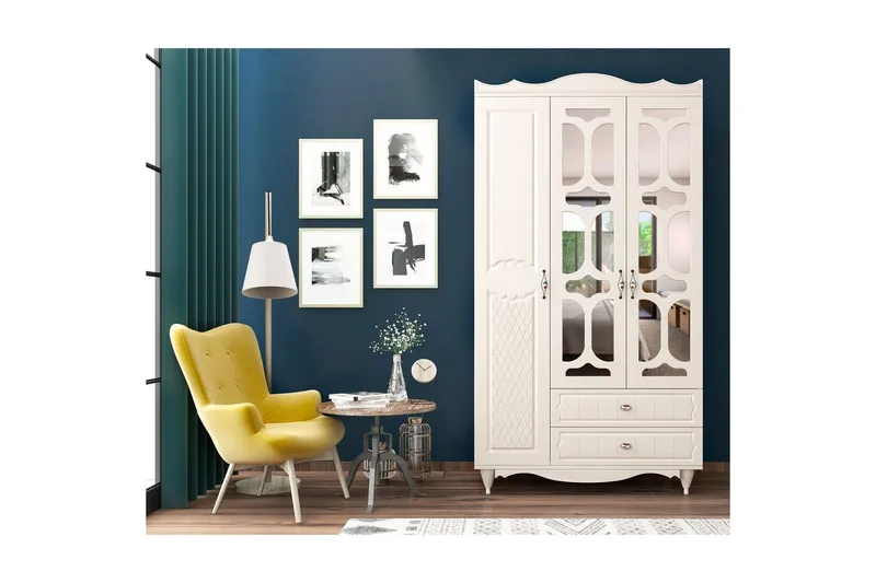 Noric Garderob 105x190 cm, Matt Vit