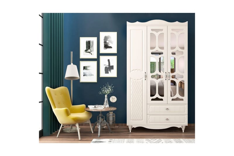 Noric Garderob 105x190 cm, Matt Vit