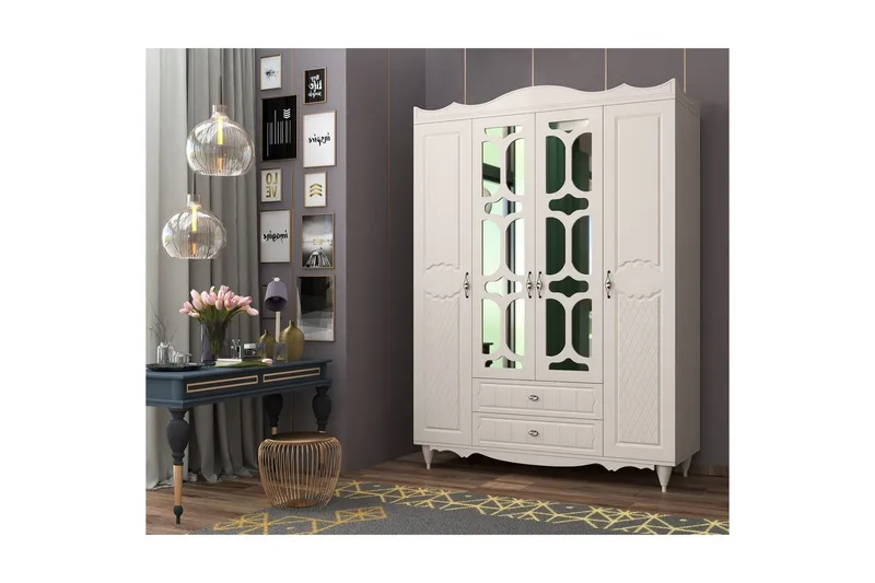 Noric Garderob 140x190 cm, Matt Vit