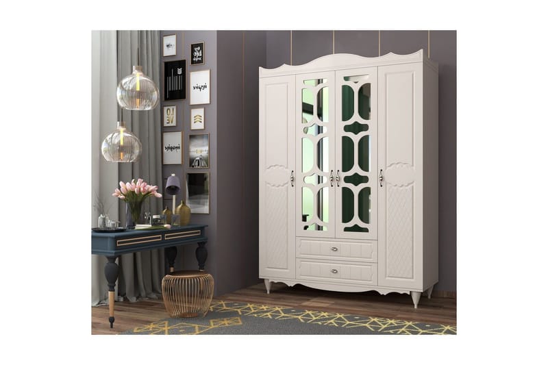 Noric Garderob 140x190 cm, Matt Vit