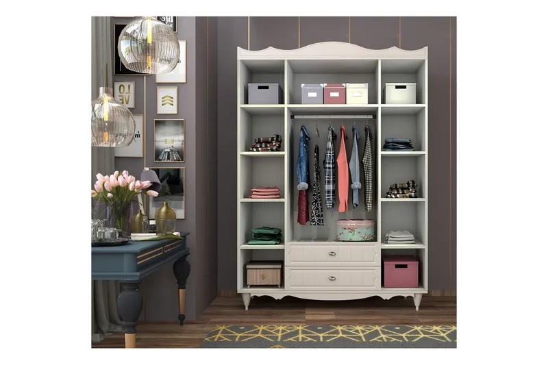 Noric Garderob 140x190 cm - Matt Vit - Förvaring - Klädförvaring - Garderob & garderobssystem