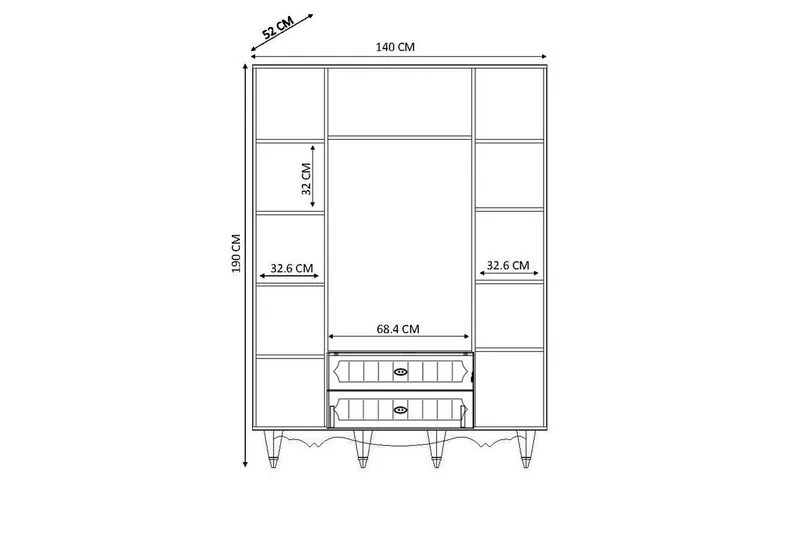 Noric Garderob 140x190 cm - Matt Vit - Förvaring - Klädförvaring - Garderob & garderobssystem