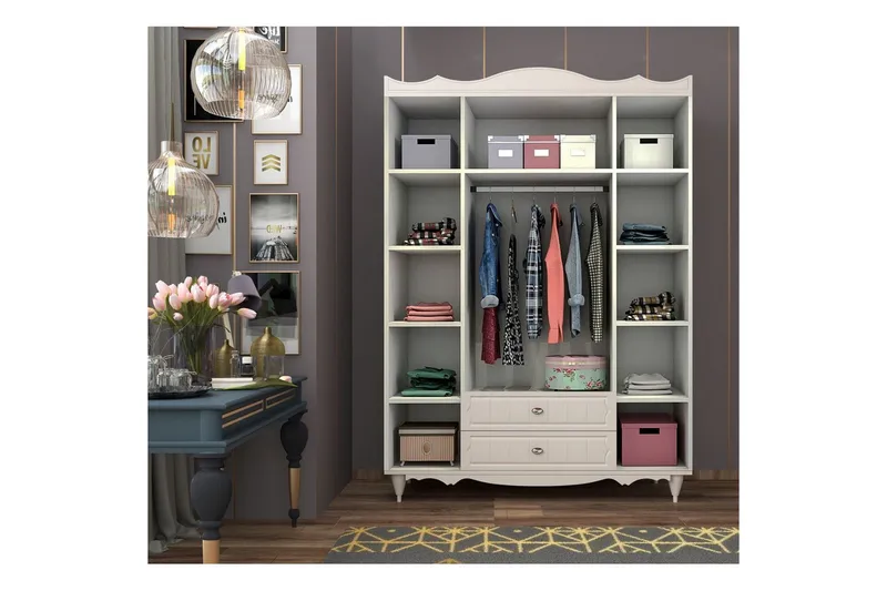 Noric Garderob 140x190 cm - Matt Vit - Förvaring - Klädförvaring - Garderob & garderobssystem