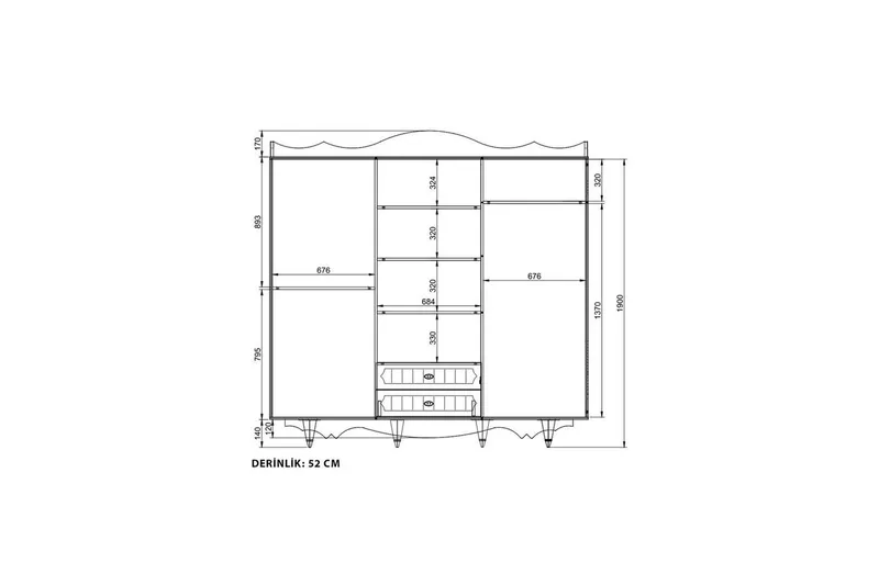 Noric Garderob 210x190 cm - Matt Vit - Förvaring - Klädförvaring - Garderob & garderobssystem