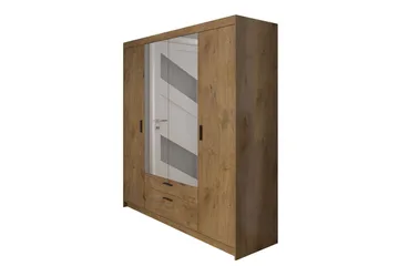 Norrbyn Garderob med Spegel 53x190x176,3 cm - Natur - Förvaring - Klädförvaring - Garderob & garderobssystem