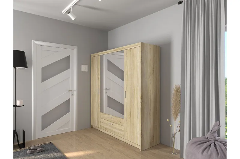 Norrbyn Garderob med Spegel 53x190x176,3 cm - Sonomaek - Förvaring - Klädförvaring - Garderob & garderobssystem