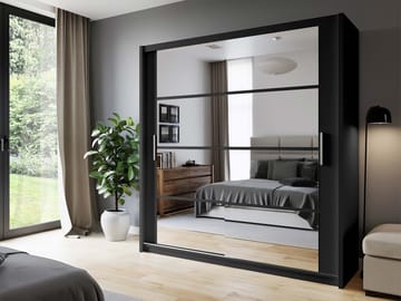 Norrebon Garderob med spegel 160x215 cm - svart - Förvaring - Klädförvaring - Garderob & garderobssystem