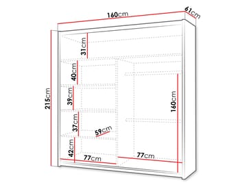 Norrebon Garderob med spegel 160x215 cm - svart - Förvaring - Klädförvaring - Garderob & garderobssystem